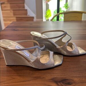 Jimmy Choo Gold Wedge Sandals